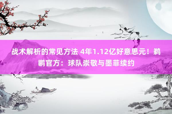 战术解析的常见方法 4年1.12亿好意思元！鹈鹕官方：球队崇敬与墨菲续约