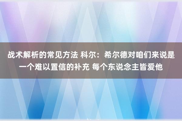 战术解析的常见方法 科尔：希尔德对咱们来说是一个难以置信的补充 每个东说念主皆爱他