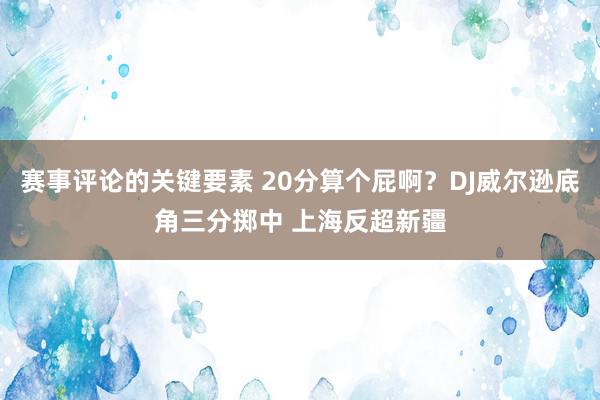 赛事评论的关键要素 20分算个屁啊？DJ威尔逊底角三分掷中 上海反超新疆