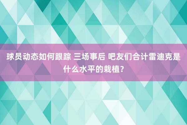 球员动态如何跟踪 三场事后 吧友们合计雷迪克是什么水平的栽植？