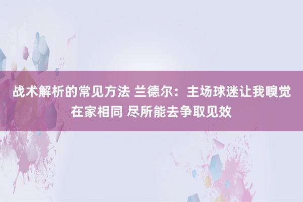 战术解析的常见方法 兰德尔：主场球迷让我嗅觉在家相同 尽所能去争取见效