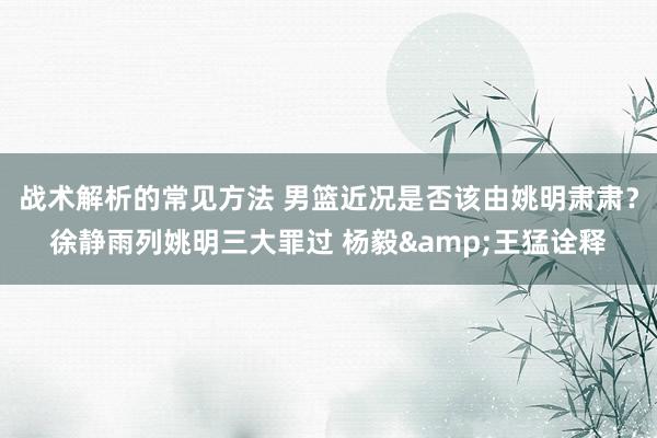 战术解析的常见方法 男篮近况是否该由姚明肃肃？徐静雨列姚明三大罪过 杨毅&王猛诠释