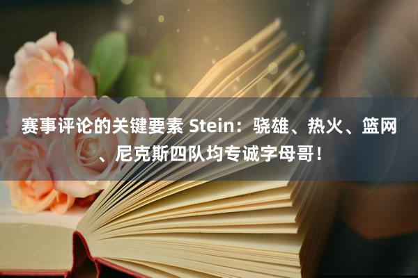 赛事评论的关键要素 Stein：骁雄、热火、篮网、尼克斯四队均专诚字母哥！