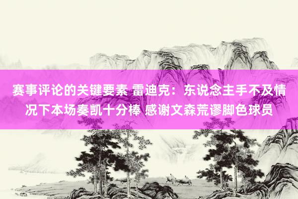 赛事评论的关键要素 雷迪克：东说念主手不及情况下本场奏凯十分棒 感谢文森荒谬脚色球员