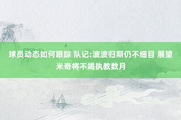 球员动态如何跟踪 队记:波波归期仍不细目 展望米奇将不竭执教数月