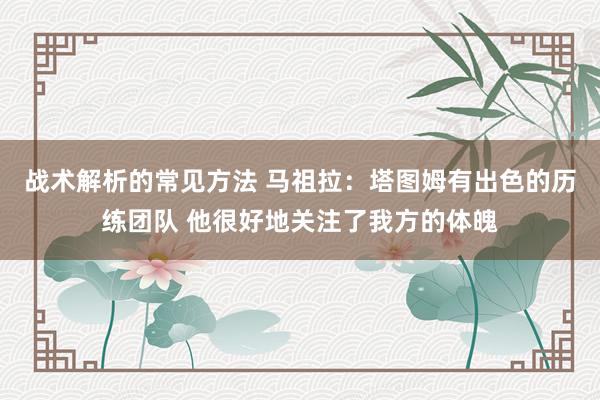 战术解析的常见方法 马祖拉：塔图姆有出色的历练团队 他很好地关注了我方的体魄