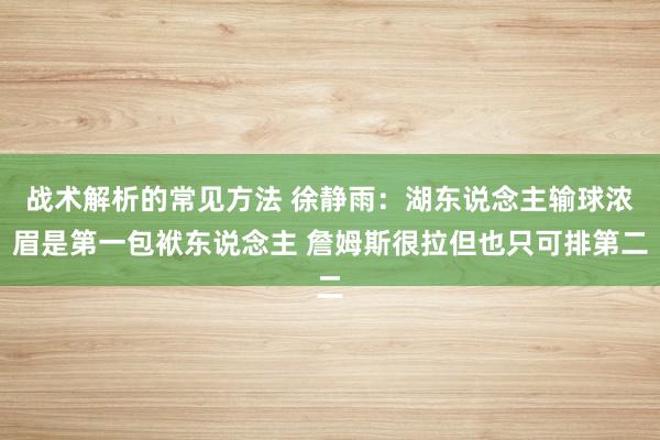 战术解析的常见方法 徐静雨：湖东说念主输球浓眉是第一包袱东说念主 詹姆斯很拉但也只可排第二