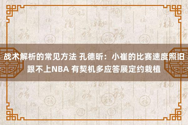 战术解析的常见方法 孔德昕：小崔的比赛速度照旧跟不上NBA 有契机多应答展定约栽植