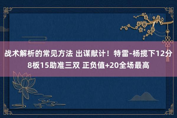 战术解析的常见方法 出谋献计！特雷-杨揽下12分8板15助准三双 正负值+20全场最高