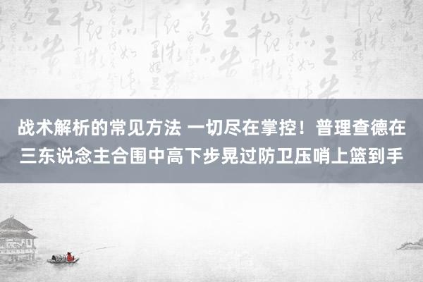 战术解析的常见方法 一切尽在掌控！普理查德在三东说念主合围中高下步晃过防卫压哨上篮到手