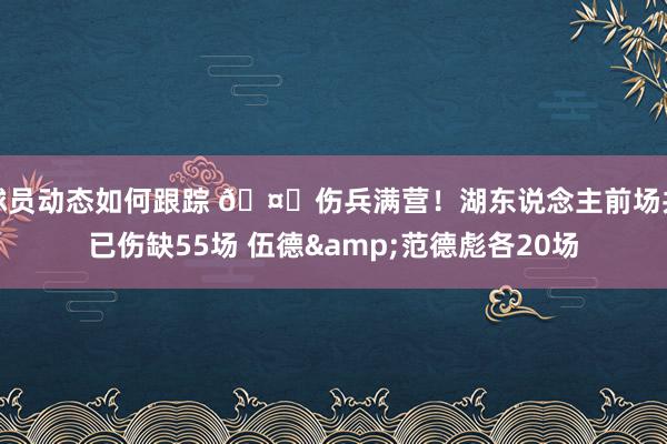 球员动态如何跟踪 🤕伤兵满营！湖东说念主前场共已伤缺55场 伍德&范德彪各20场