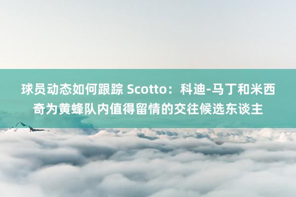 球员动态如何跟踪 Scotto：科迪-马丁和米西奇为黄蜂队内值得留情的交往候选东谈主